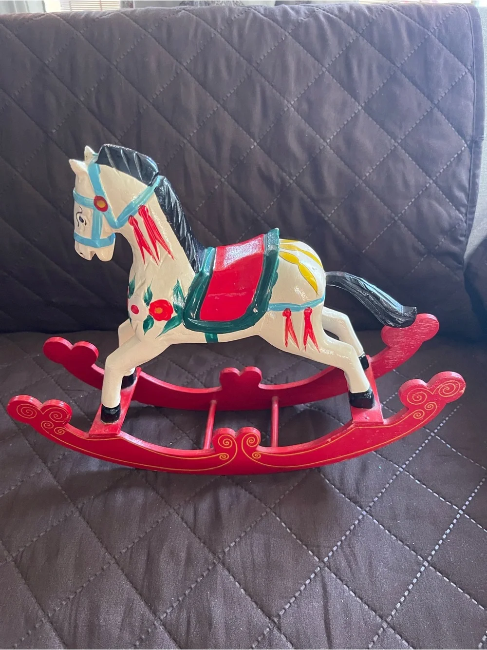 Vintage hand-painted wooden rocking horse